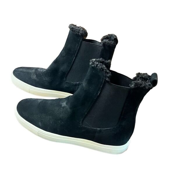 VINCE Norman 2 Suede & Faux Fur-Lined Boots in Black NWOB Size 7 1/2 - Picture 3 of 8